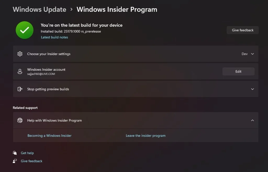 windows 11 change insider program settings 1