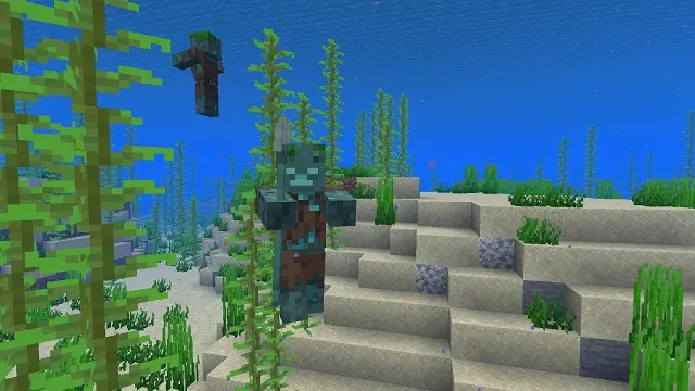 Drowned with Trident in Minecraft